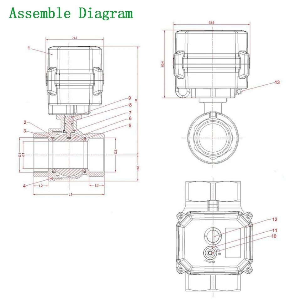 1 1/2" DN40 SS304 Two Way AC110~230V Motorized Ball Valve,US standard 3-pin plug - Image 4 of 4