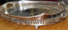 Vtg Silver Plate Footed Butler Serving Drink Tea Tray Gallery Handles Engraved
