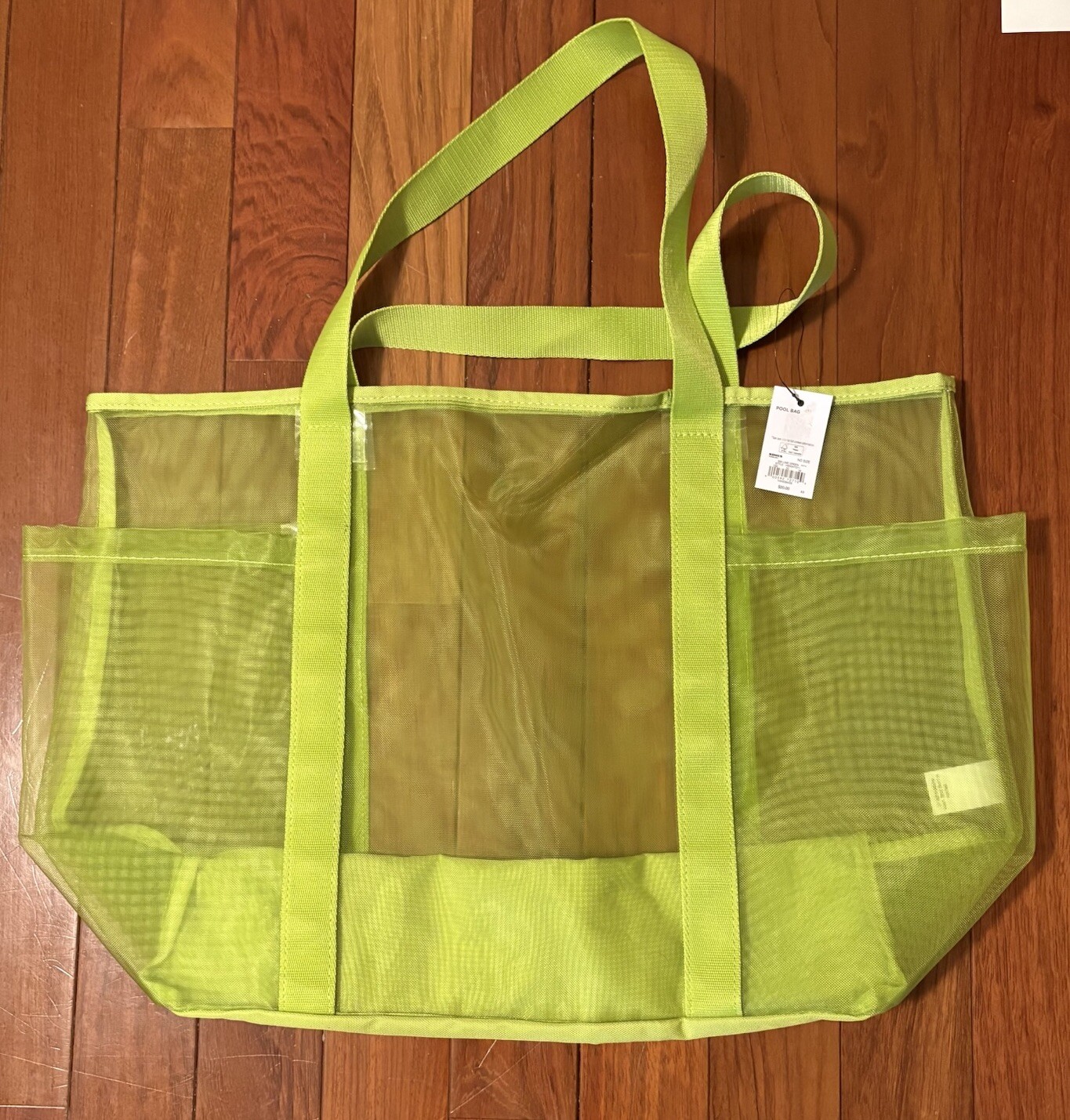 Beach Tote Large Sheer Waterproof Outside Pockets NWT Green
