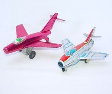 2x China MF-951 Russian USSR MIG JET FIGHTER PLANE Tin Friction Toy New 65 RARE 