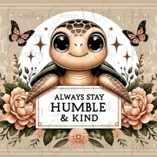 20oz Skinny Tumbler Sublimation Transfer Turtle Humble and Kind Ready To Press