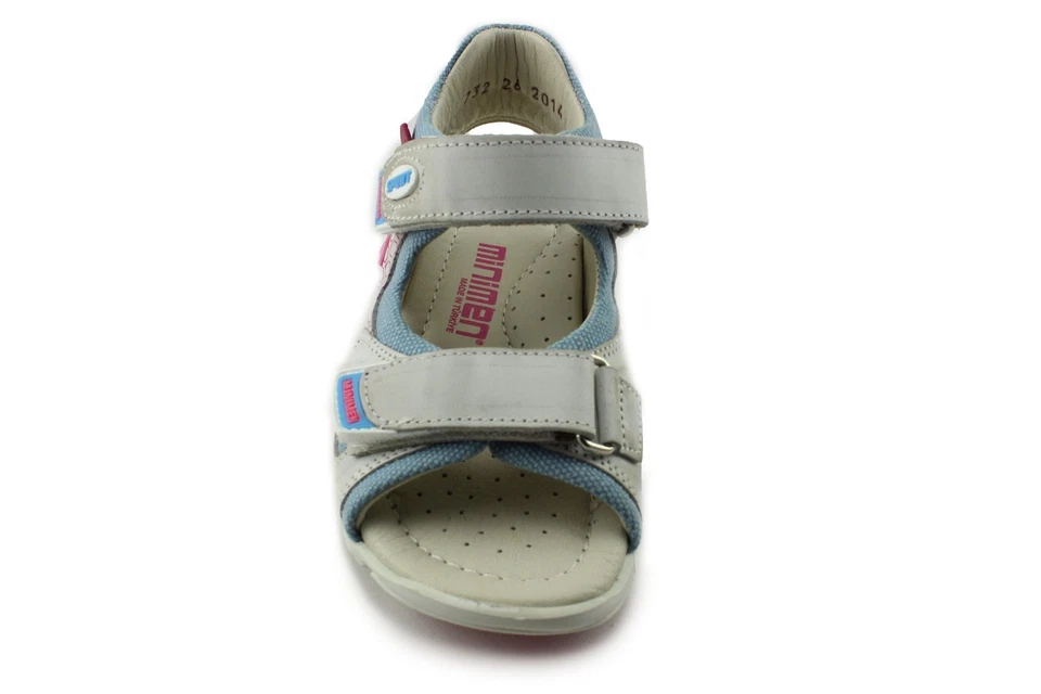 Sandalias de cuero con punta abierta Minimen para niñas (732 Bej-Mavi) hechas en Turquía Foto 4 de 4