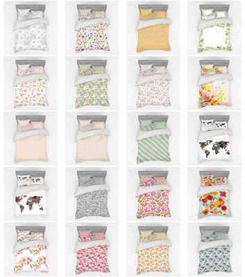 Ambesonne Shabby Flora Art Bedding Set Duvet Cover Sham Fitted Sheet in 3 Sizes
