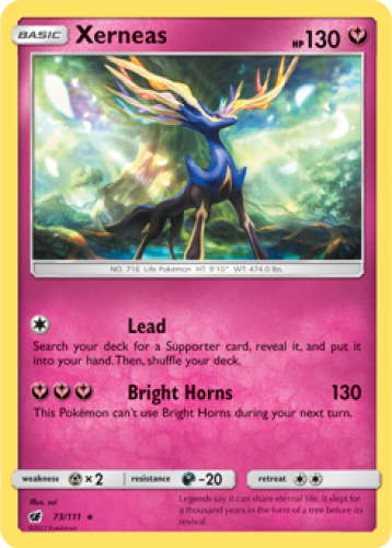 1x Xerneas 73/111 RARE REVERSE HOLO Crimson Invasion Pokemon TCG