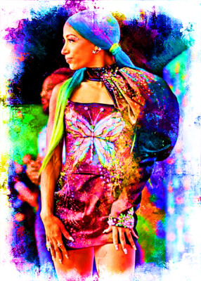 Sasha Banks Wrestling Diva Superstar 3/5 ACEO Fine Art Print By:Q Dress