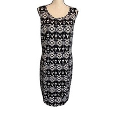 Vintage Moa Dress Womens XL Black White Stripe Geometric Tank Style Sleeveless