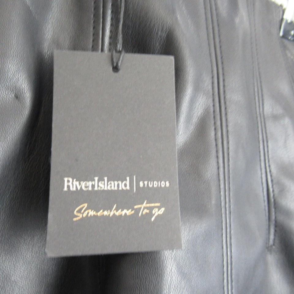 River Island Skirt Size UK 10 Black Polyethene Women's Short With Tags Preloved - Image 3 of 4