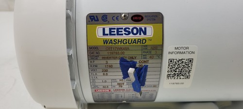 Leeson 119783.00 Washguard Motor 3HP, 3 PH, 230/460V, 1740RPM, C6T17WK48A - Picture 3 of 10