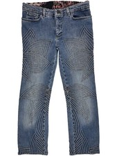 Roberto Cavalli Vintage Y2K 00s Blue Denim Jeans Mirrored Stitched Petals Design