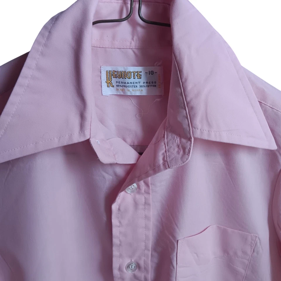 Camisa discoteca vintage rosa abotonada mod años 70 prensa permanente para niños 10 Foto 2 de 4