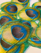 Set of 150- Edible Peacock Feathers, Wafer Paper