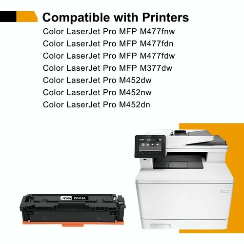 2x Black CF410A Toner Compatible With HP 410A LaserJet MFP M477fdn M452nw M452dn - Picture 6 of 12