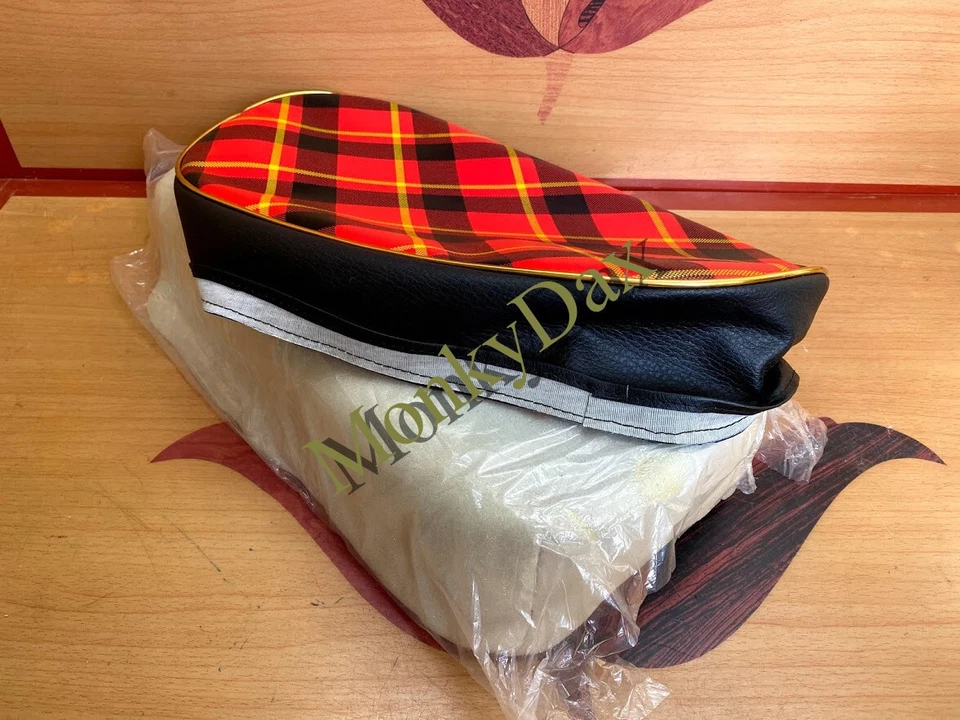 Honda Z50M 1967 cubierta de asiento y espuma. Cubierta de sillín de asiento de tartán Monkey Z50 M a NOS. Foto 2 de 4