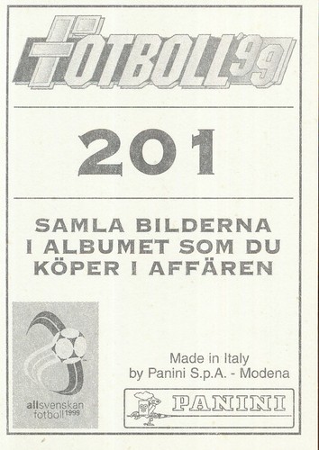 201 JONAS PELGANDER # SWEDEN OREBRO.SK STICKER PANINI FOTBOLL ALLSVENSKAN 1999 - Picture 2 of 2