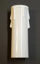 4" WHITE PLASTIC CANDLE COVER W/ DRIPS CHANDELIER LAMP SOCKET STANDARD 19803JB