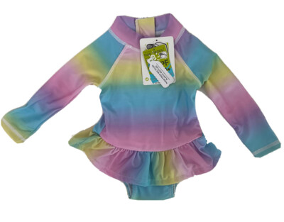 Flap Happy Girls' UPF 50+ Swimsuit Pastel Tie Dye 6 Months NEW!