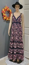Express Womens Floral Lace Pierced Ticre Bohemian Maxi Dress Size S Sleeveless 
