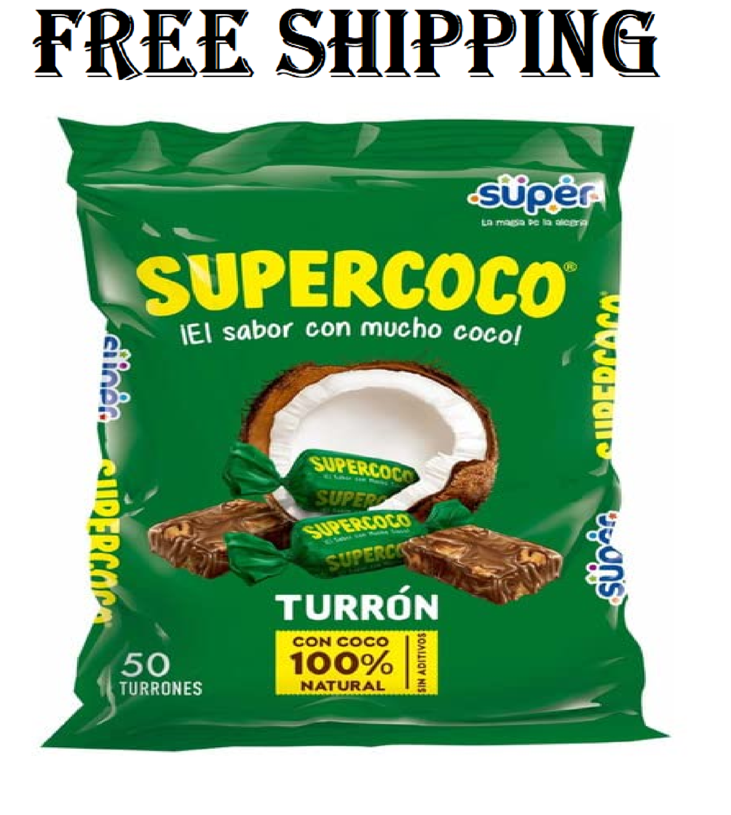 SUPER TURRON SUPERCOCO ALL NATURAL COCONUT CANDY 50 COUNT... | eBay