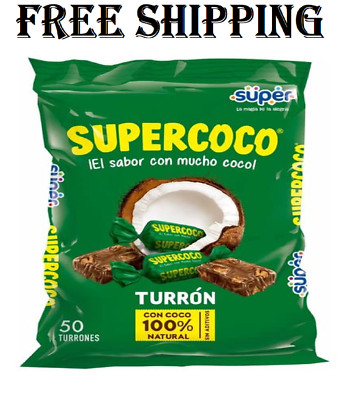 SUPER TURRON SUPERCOCO ALL NATURAL COCONUT CANDY 50 COUNT...