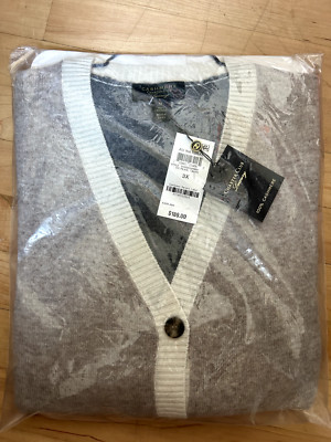 NWT Charter Club Colorblocked 100% Cashmere Cardigan Sweater