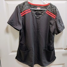 Dickies Grey Orange Scrub Top Womens Size L Zipper Pocket on Sleeve at Waist