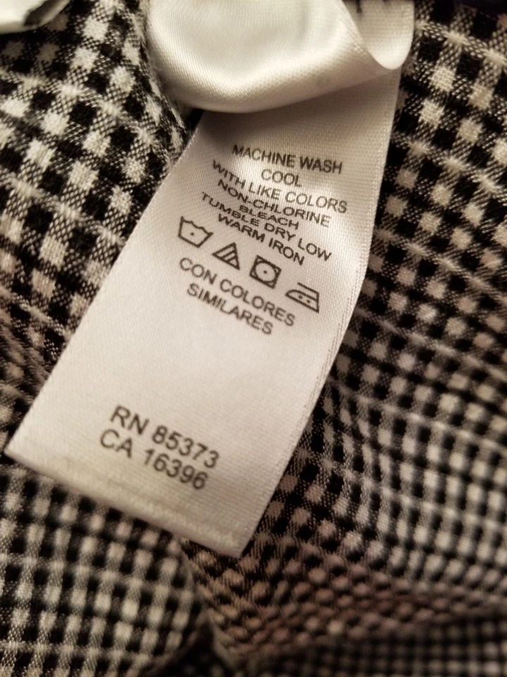 Camisa Top Blusa Villager Liz Claiborne Mujer Talla S Pequeña Negra Blanca A Cuadros Foto 3 de 4