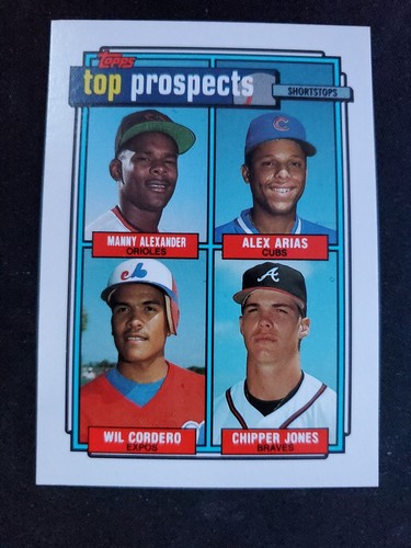 1992 Topps - Top Prospects Gold #551 Alex Arias, Wil Cordero, Chipper Jones (RC) - Bild 1 von 2