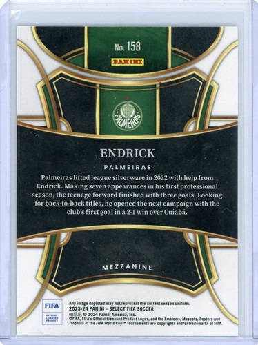 Endrick 2023-24 Panini Select FIFA Soccer Mezzanine Rookie Base #158 - Picture 2 of 2