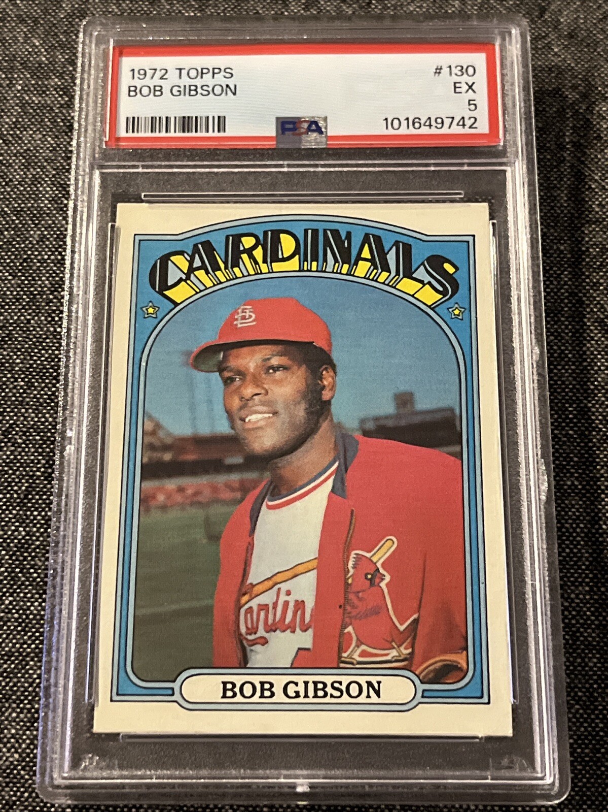 1972 Topps Bob Gibson, #130, PSA 5 EX. Cardinals HOF