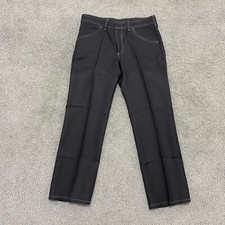 VTG 70s NOS Haband Textured Polyester Mens Disco Pants W32 L28 Black Deadstock