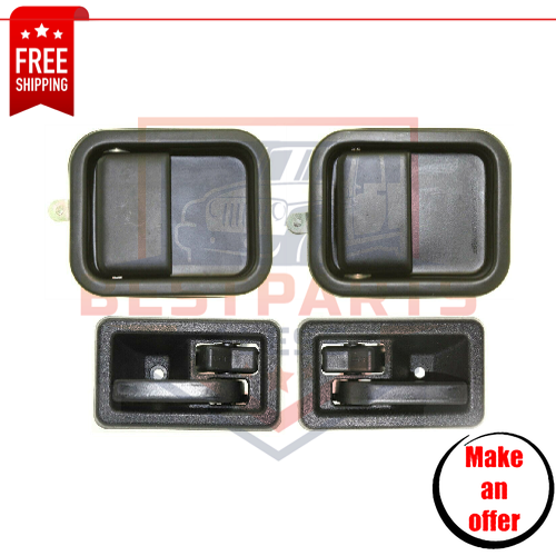 Interior and Exterior Door Handle Kit, Front LH and RH Side for Jeep