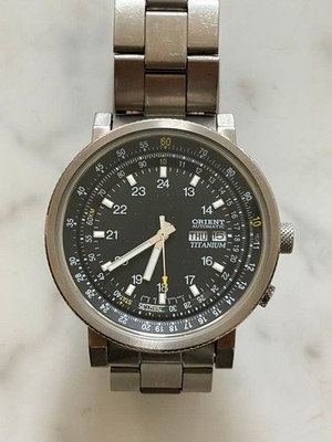 Orient EM58 C0 Titanium Automatic Wristwatch Rotating Bezel Rare Vintage