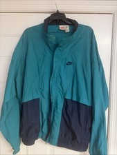 Vintage Nike Windbreaker Jacket Teal Black Swoosh Full Zip Men s XL 90s