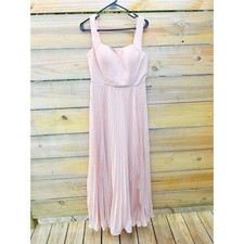 Uknztcl Blush Pink Pleated Maxi Dress Square Neck Corset Back Formal Gown 59in
