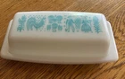 Antique Vintage Milk Glass Amish Farmers Butterprint Pyrex Butter Dish