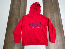 Polo Ralph Lauren Kids Youth Size S 8 Red Hoodie Sweatshirt Spell Out Pullover
