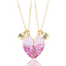 DOYYCA Best Friend Necklace 17.7 inches with 2" extender , Heart Sequin