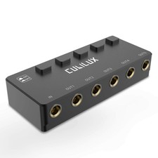 5-Way 6.35mm Stereo Audio Splitter with Switch, Passive Multi 1/4  AUX Distri...