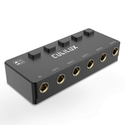 5-Way 6.35mm Stereo Audio Splitter with Switch, Passive Multi 1/4  AUX Distri...