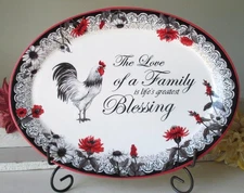 Susan Winget 16"  Serving Platter Rooster Hen Farmhouse Cracker Barrel  Chicken