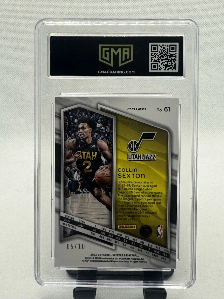 Collin Sexton 2023 Panini Spectra Prizm Gold No.61 #’d 5/10 SSP Jazz GMA 10 💎 - Image 3 of 4