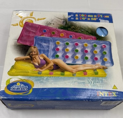 NEW-VTG Pool Inflatable Raft 2005 Intex The Wet Set 18 Pocket Blue Lounge 58890