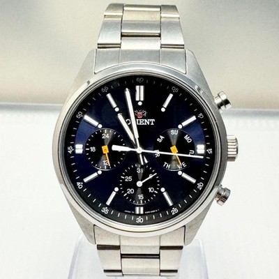 Orient Chronograph Black Panda Mens Watch Quartz 42mm wrist 4cm Rare JDM