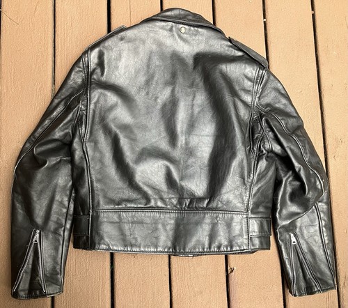 Vintage 60s 70s Schott Black Leather Perfecto Jacket Mens 44 Motorcycle Mc - Bild 3 von 10