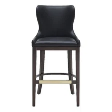 Blair Modern Wood Upholstered Barstool in Black