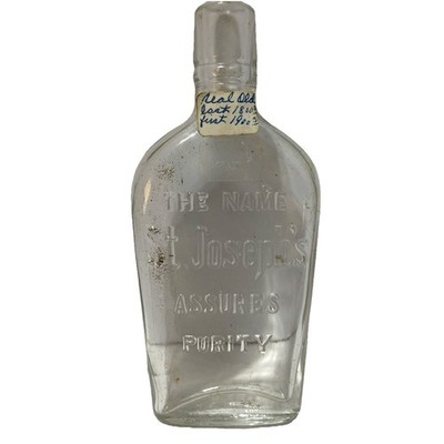 Antique The Name St. Josephs Assures Purity Flask Bottle Vintage Aspirin or Wine