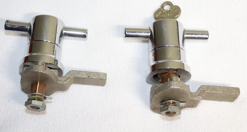 TWO Vintage T-Handle Latch Key Cam Lock Heavy Duty Security
