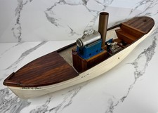 Vintage Live Steam Powered Model Steamboat - Mamod Scratchbuilt Wood Boat Launch