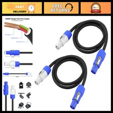 2 Pack 3FT PowerCON Cable 16AWG AC Connector Cord for Stage Lighting, 20A Extens