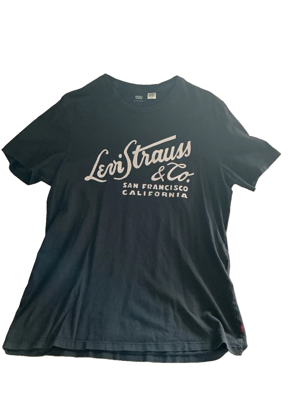 Mens Levi’s T Shirt Top Black White Size Large Classic Casual Retro Vintage